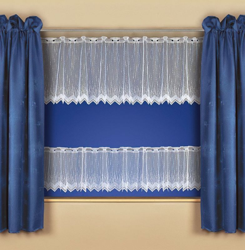 Žakárová záclona A3110 hrubé pršíčko, s bordurou, bílá (více výšek, v metráži)