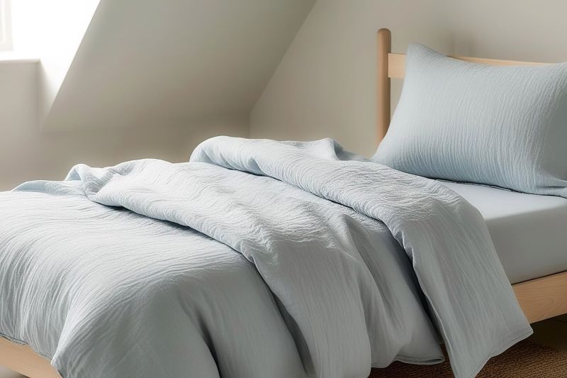 Dětské povlečení do postýlky Prem MUŠELÍN PREMIUM MODRÉ, jednobarevné, mušelín, 100x135cm + 40x60cm