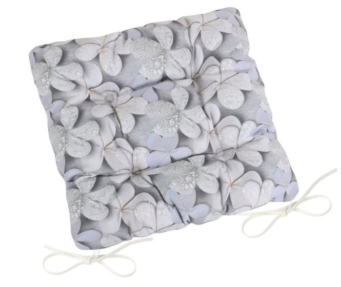 Prošívaný sedák DITA 41/401, ŠEDÝ KVĚT, čtverec 40x40cm