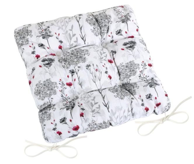 Prošívaný sedák DITA 41/405, ŠEDÉ VĚTVIČKY, čtverec 40x40cm