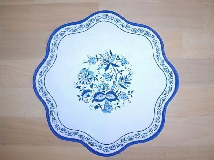 Kuchyňský ubrus / prostírka CIBULÁK, modrobílý, průměr 36cm (kruh) 