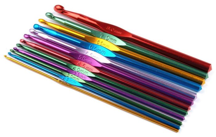 Háčky na háčkování hliníkové 040171, sada 12 velikostí