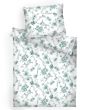 Povlečení KVÍTÍ MENTOLOVÉ NA BÍLÉM, zelené květy, krep, 140x200cm + 70x90cm
