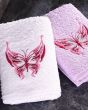 Dárkový set froté ručníků MOTÝL, růžový s výšivkou, 30x50cm, 3ks