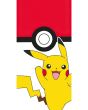 Dětská plážová osuška POKÉMON POKÉBALL A PIKACHU, červeno-bílá, froté, 70x140cm