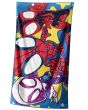 Dětská plážová osuška SPIDEY PŘIPRAVENI DO AKCE, modrá, froté, 70x140cm