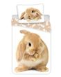Dětské povlečení BUNNY BROWN 3D, zajíček na bílé, fototisk, bavlna hladká, 140x200cm + 70x90cm 