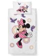 Dětské povlečení do postýlky MINNIE A MOTÝLCI, růžovo-bílá, bavlna hladká, 100x135cm + 40x60cm