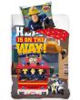 Dětské povlečení do postýlky POŽÁRNÍK SAM POMOC JE NA CESTĚ, červené, bavlna hladká, 100x135cm + 40x60cm