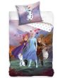 Dětské povlečení FROZEN LEDOVÉ KRÁLOVSTVÍ MAGIE LESNÍHO VÁNKU, fialové, bavlna hladká, 140x200cm + 70x90cm