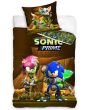 Dětské povlečení JEŽEK SONIC A AMY ROSE, fototisk, hnědé, bavlna hladká, 140x200cm + 70x90cm 