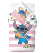 Dětské povlečení LILO A STITCH PIŇA COLADA, růžové, bavlna hladká, 140x200cm + 70x90cm
