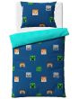 Dětské povlečení MINECRAFT ALEX A STEVE, modro-tyrkysové, bavlna hladká, 140x200cm + 70x90cm