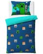 Dětské povlečení MINECRAFT ALEX A STEVE, modro-tyrkysové, bavlna hladká, 140x200cm + 70x90cm