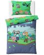 Dětské povlečení MINECRAFT VZHŮRU DO BOJE, šedo-zelené, bavlna hladká, 140x200cm + 70x90cm 