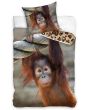 Dětské povlečení OPICE ORANGUTAN, fototisk, hnědé, bavlna hladká, 140x200cm + 70x90cm 