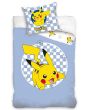 Dětské povlečení POKÉMON JEDINEČNÝ PIKACHU, světle modré, bavlna hladká, 140x200cm + 70x90cm