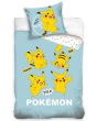 Dětské povlečení POKÉMON PIKA PIKA PIKACHU, mintové, bavlna hladká, 140x200cm + 70x90cm
