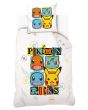 Dětské povlečení POKÉMON ROCKS, bílé, bavlna hladká, 140x200cm + 70x90cm 