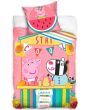 Dětské povlečení PRASÁTKO PEPINA (PEPPA) LIMONÁDOVÝ STÁNEK, růžové, bavlna hladká, 140x200cm + 70x90cm 