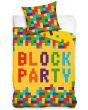 Dětské povlečení STAVEBNICE BLOCK PARTY, žluté, bavlna hladká, 140x200cm + 70x90cm