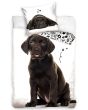 Dětské povlečení ŠTĚŇÁTKO HNĚDÝ LABRADOR, fototisk, bílé, bavlna hladká, 140x200cm + 70x90cm