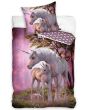 Dětské povlečení JEDNOROŽEC BÁJNÝ KRASAVEC, fototisk, růžové, bavlna hladká, 140x200cm + 70x90cm
