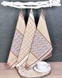 Kuchyňské utěrky EGYPTSKÁ BAVLNA DORO BEIGE MIX, béžové ornamenty v proužku a kostka, 3 kusy, 50x70cm