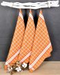 Kuchyňské utěrky EGYPTSKÁ BAVLNA PERLA ORANGE, oranžová kostka, 3 kusy, 50x70cm