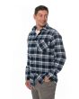 Pánská košile LUIZ BRUNO 176 flanelová, modro-šedé káro, dlouhý rukáv, regular fit