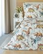 Povlečení dětské Matějovský DINO LAND, dinosauři, bílé, bavlna hladká, 140x200cm + 70x90cm