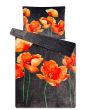 Povlečení VLČÍ MÁKY mikroflanel, červenooranžová-šedá 140x200cm + 70x90cm