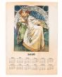 Textilní kalendář, utěrka ALFONS MUCHA 2026, béžová panna, 50x70cm, bez hůlky