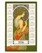 Textilní kalendář, utěrka ALFONS MUCHA 2026, zelený, 45x65cm, bez hůlky
