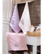 Utěrky vaflové / dárkové balení BICYKL, růžové s výšivkou, 3 kusy 40x60cm