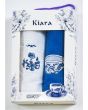 Utěrky KIARA 142 vaflové vyšívané, dárkové balení, hrníček a konvička, modro-bílá, 2 kusy 50x70cm