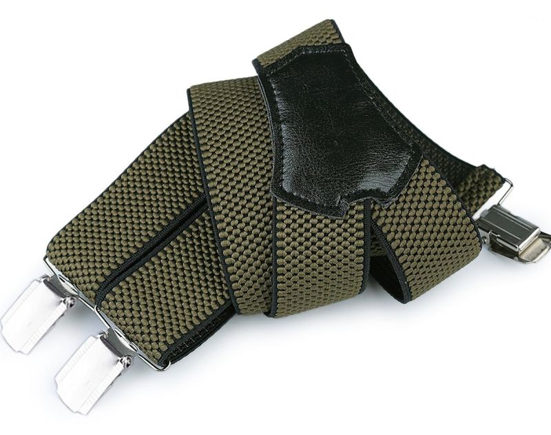 Šle pánské s texturou, délka 120cm, šíře 3,5cm, tvar Y, khaki zelené, 650265/10