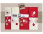 Dárkový set froté ručníků a osušek 52, 6-dílný, krémová a červená s výšivkou, 2x 30x50cm + 2x 50x90cm + 2x 70x140cm