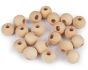 Dekorační korálky dřevěné, jednobarevné přírodní, průměr 15mm, balení 20 ks