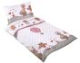 Dětské povlečení do postýlky RŮŽOVÁ SOVIČKA, bílé, bavlna hladká, 90x135cm + 45x60cm