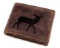 Pánská kožená myslivecká peněženka s RFID ochranou, 870349/17, hnědá - jelen, matná, 9,5 x 15 x 3,5 cm