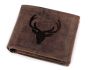 Pánská kožená myslivecká peněženka s RFID ochranou, 870349/20, hnědá - jelen, matná, 9,5 x 15 x 3,5 cm