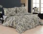 Povlečení Matějovský AMBIENT, florální vzor, béžovo-šedé, bavlněný MAKO satén, 140x200cm + 70x90cm