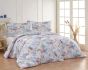 Povlečení Matějovský EDEN, modré a lososové květy, mako jersey, 140x200cm + 70x90cm