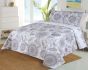 Přehoz na postel PRADO šedý, květinový vzor, 220x240cm, dvoulůžkový + 2x povlak 45 x 45cm
