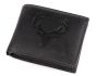 Pánská kožená myslivecká peněženka s RFID ochranou, 870349/21, černá - jelen, matná, 9,5 x 15 x 3,5 cm