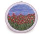 Vyšívací sada s předtištěným motivem 380731/1, vlčí máky na louce (rámeček, předtisk, jehly a příze), průměr 26,5cm