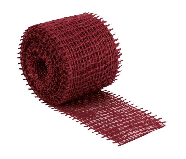 Jutový dekorační pásek ČERVENÝ 2520/290, šířka 4cm, návin 3m