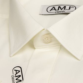 Pánská košile AMJ na manžetové knoflíčky, smetanová JDA016MK, dlouhý rukáv