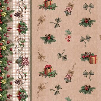 Ubrus PVC s textilním podkladem vánoční 1741-02 Vánoční štola režná, š.140cm